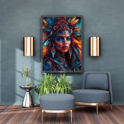 Poster | African American Tribal Art | Colorful Art Piece | Magical beauty, decoration & gift idea